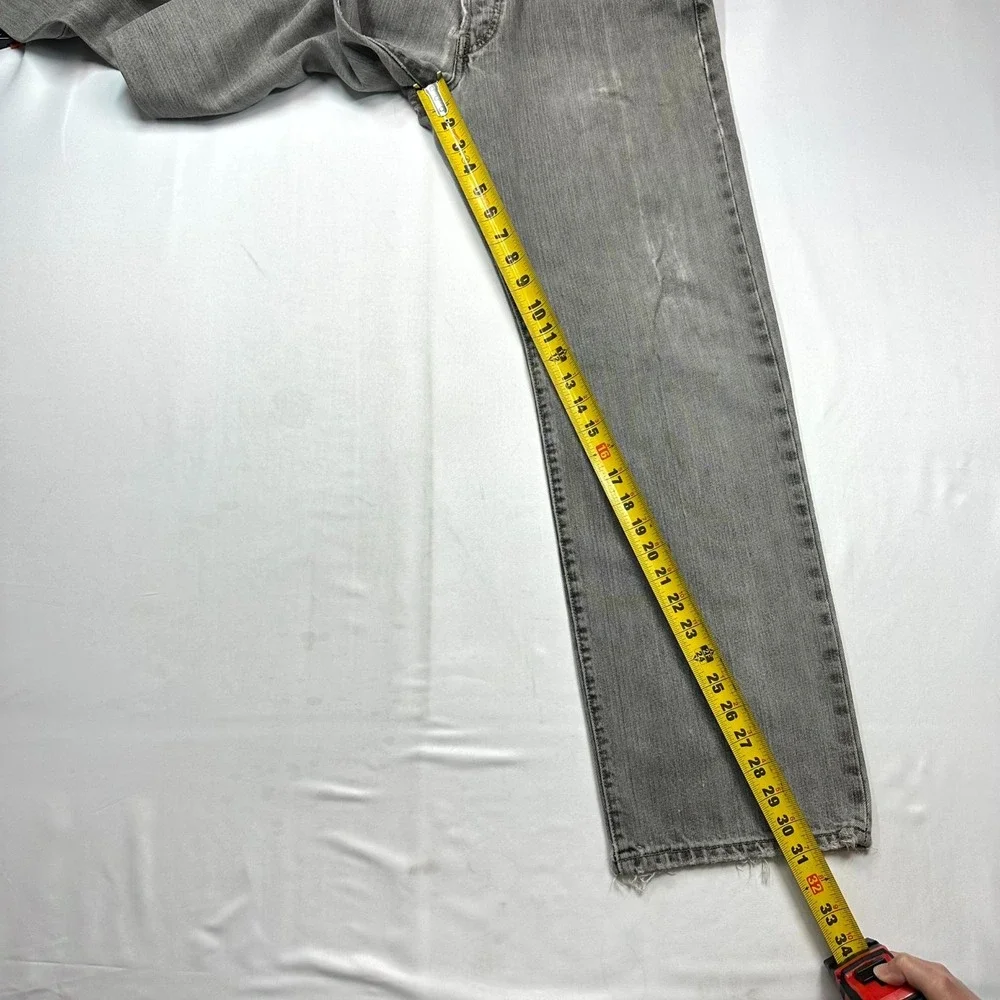 Vintage Y2K Levi's 501 Original Fit Jeans Mens 34x32 Gray Distressed‎ Button Fly